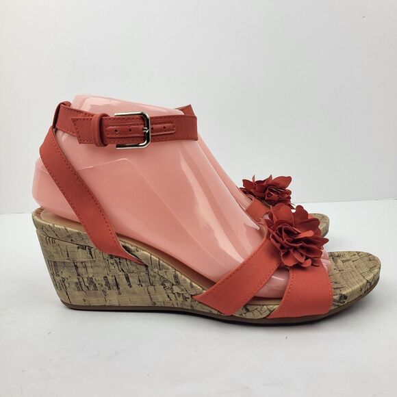 Naturalizer Womens Areda-Flower tangerine Wedge Sandals 8 M - Picture 8 of 12